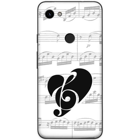 BW Musical Notes Google Pixel 3a XL Skin